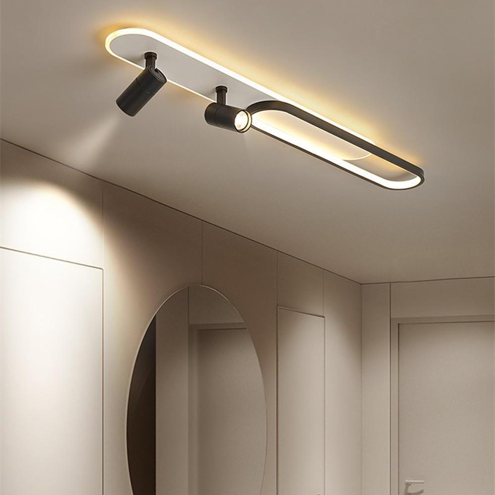 Adjustable Ceiling Spot Light, Modern Metal LED Fixture for Living Room and Kitchen, Oval Twin-Body Design in Black or Gold