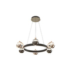 Circular ring hung with smoked glass globes