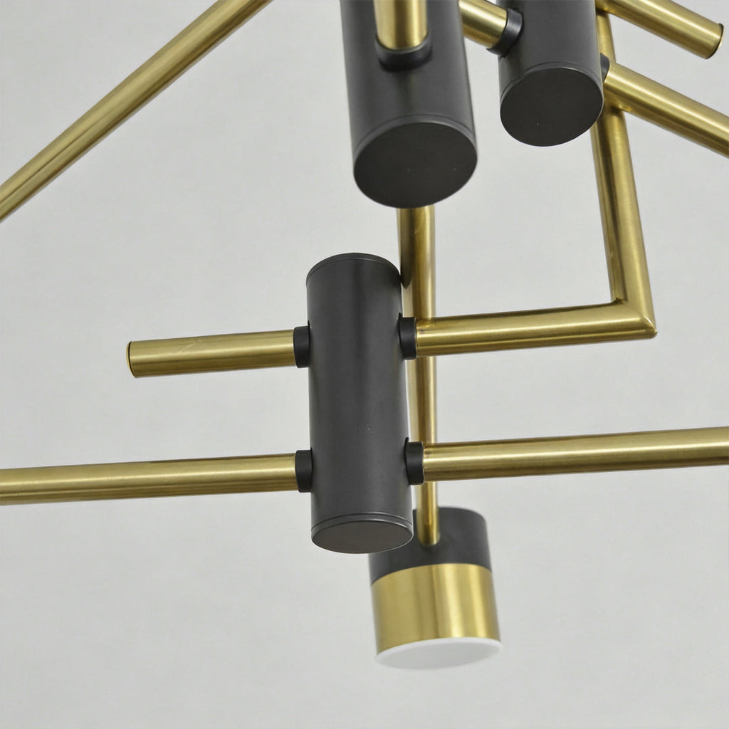 Sputnik Ceiling Light, Black and Gold Geometric LED Fixture for Living Room, Dimmable