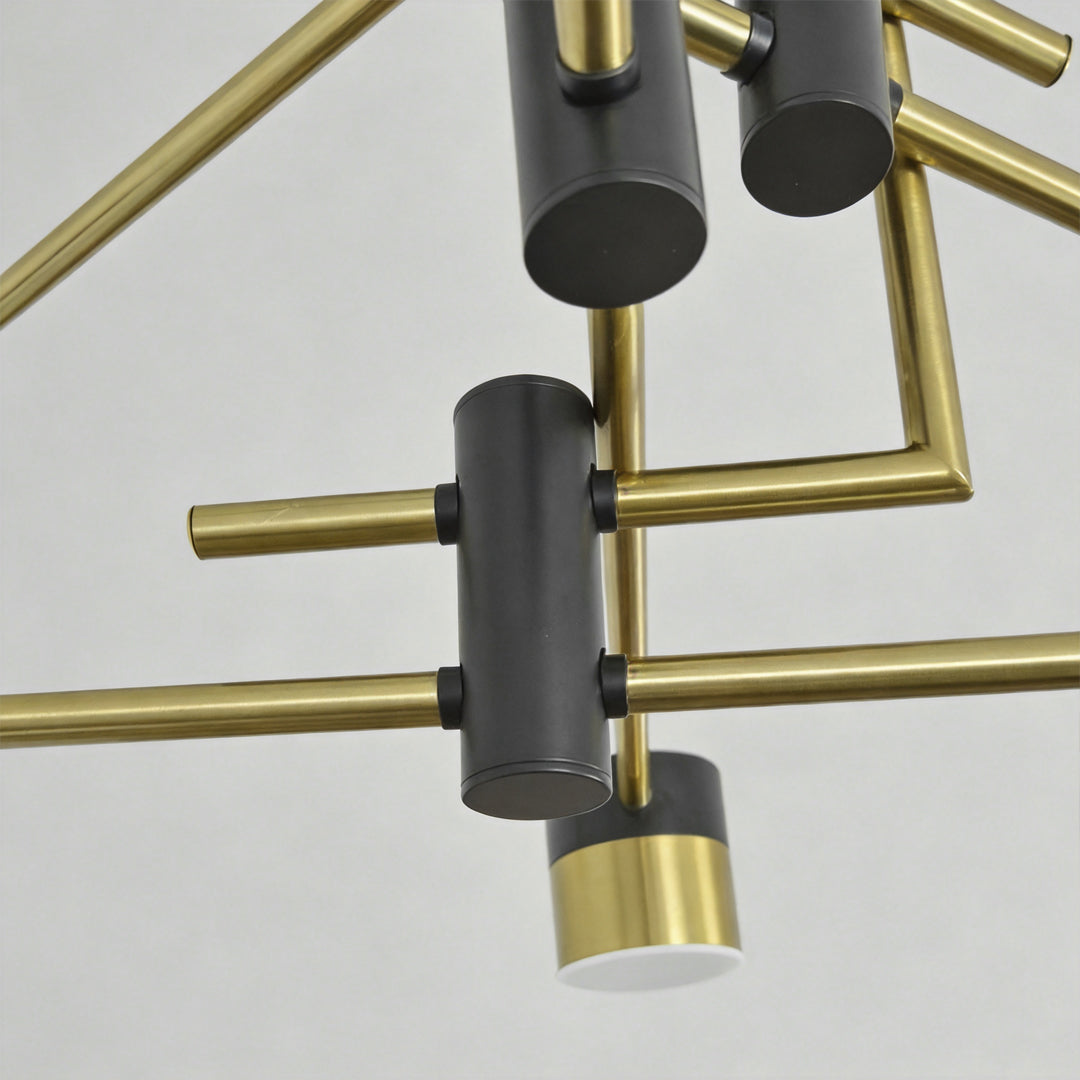 Sputnik Ceiling Light, Black and Gold Geometric LED Fixture for Living Room, Dimmable