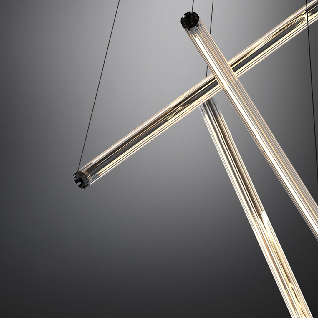 Linear Pendant Light, Stainless Steel and Acrylic LED Ceiling Light for Stairwell, Full-Spectrum