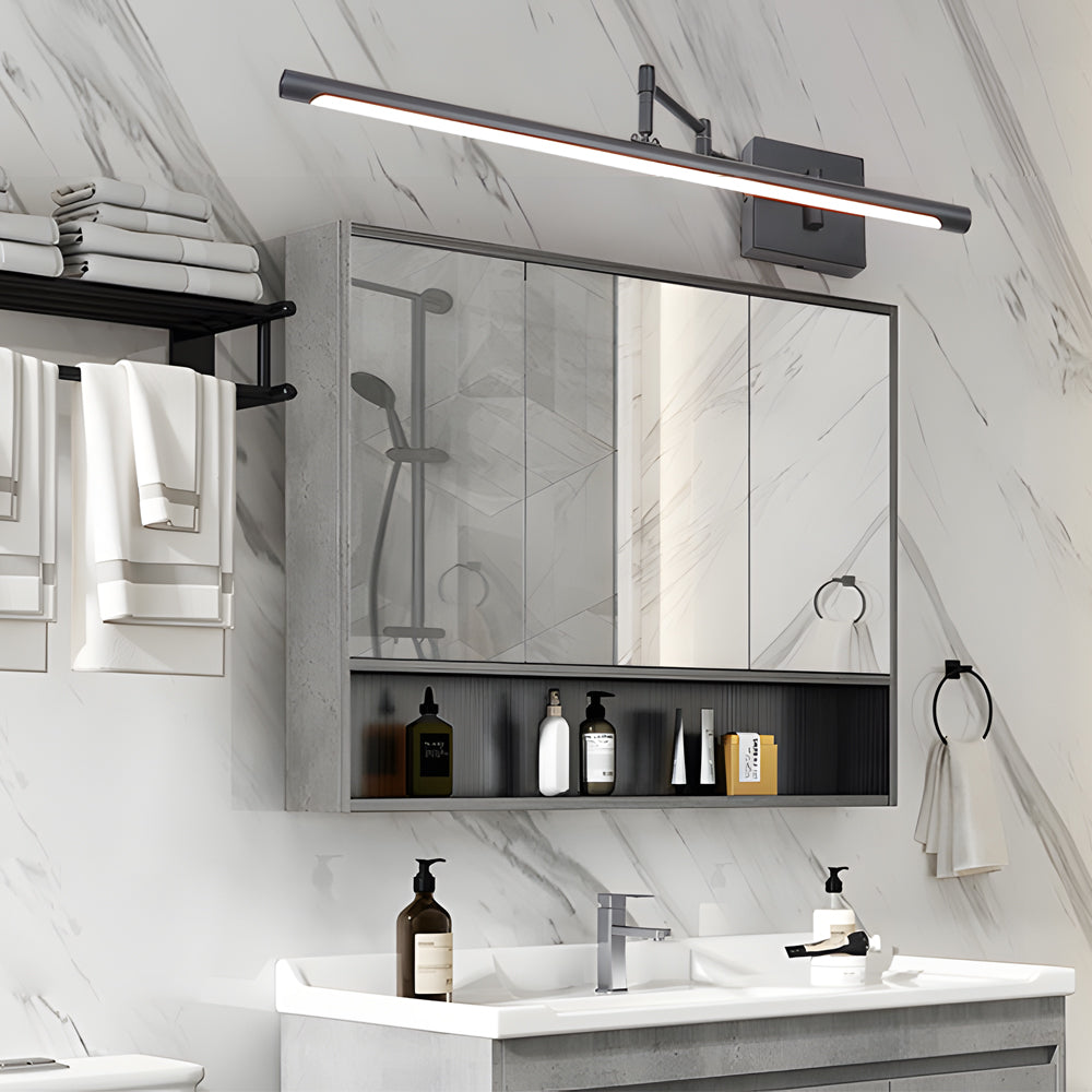 Black Bar Vanity Light, Adjustable Swing Arm LED Bathroom Fixture for Mirrors, Shadow-Free Illumination with Dimming Options