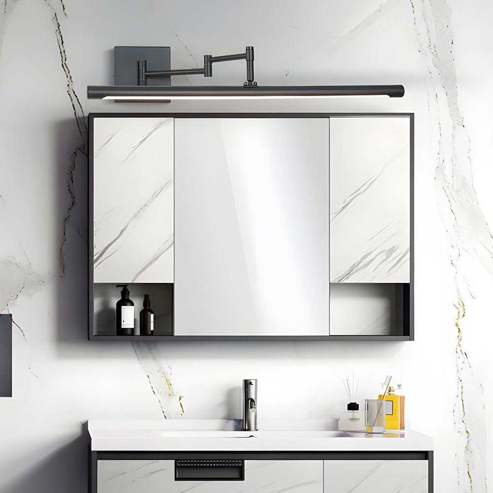 Black Bar Vanity Light, Adjustable Swing Arm LED Bathroom Fixture for Mirrors, Shadow-Free Illumination with Dimming Options