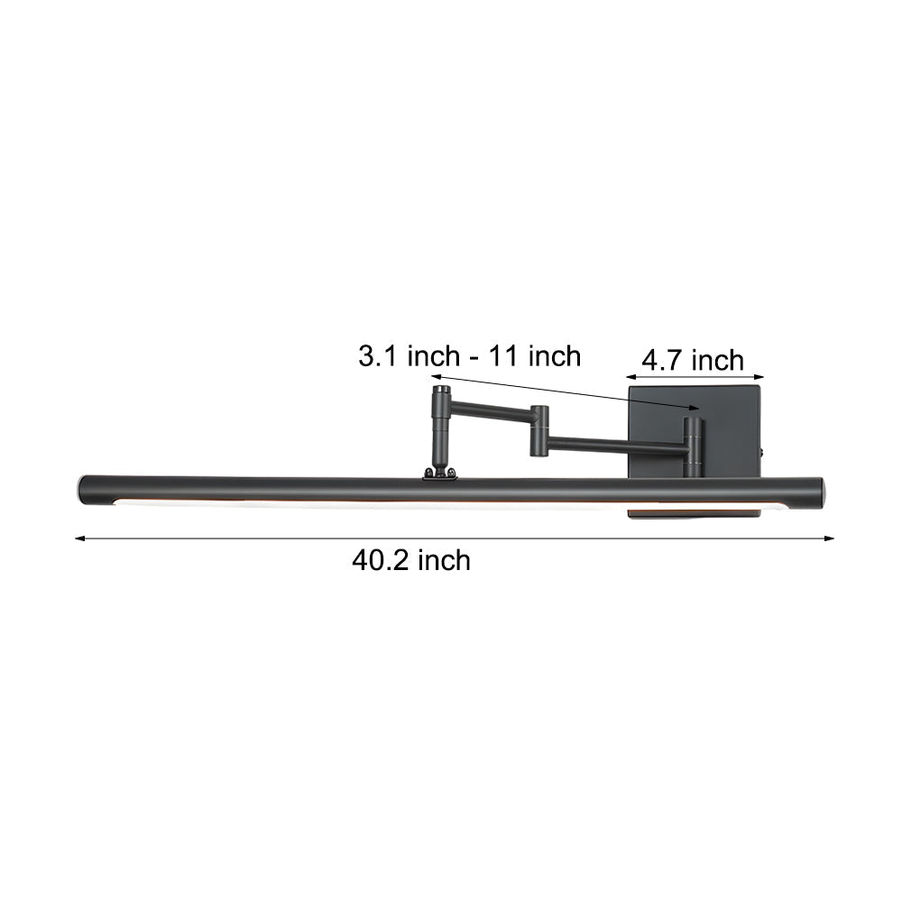 Dimension diagram for the black bar vanity light