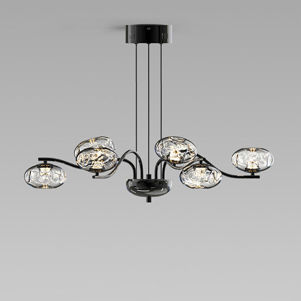 Black frame chandelier with crystal elements