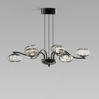 Black frame chandelier with crystal elements