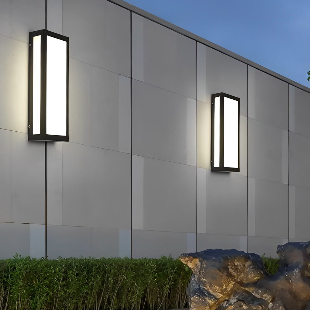 Rectangular Outdoor Wall Light, Modern Matte Black Iron LED Sconce for Facade and Entry Walls, Waterproof in Four Sizes