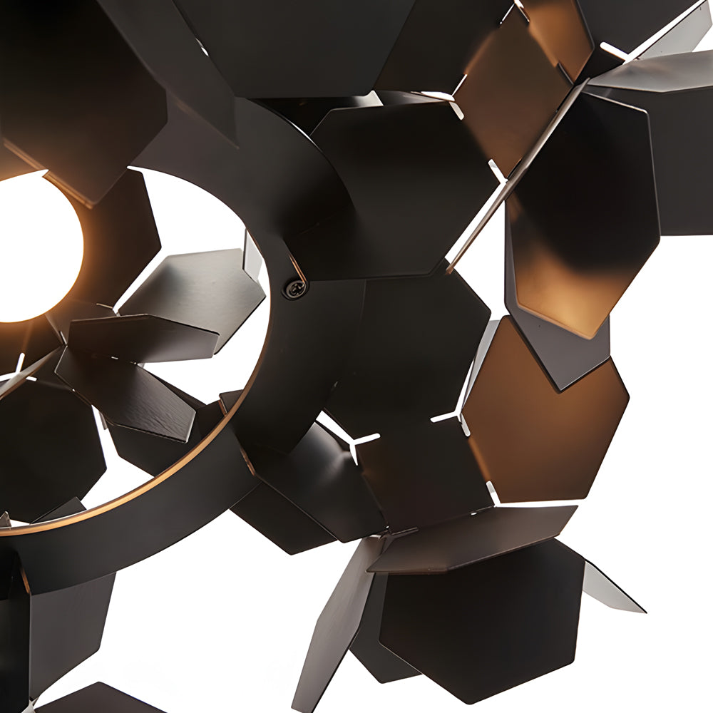 Black leaf chandelier in an elegant contemporary space