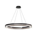 Black aluminum and glass LED ring pendant chandelier, eighth view