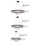 Black aluminum and glass LED ring pendant chandelier, seventh view
