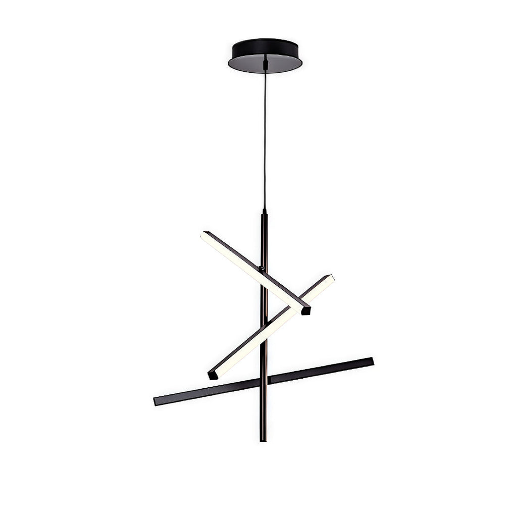 Black chandelier with asymmetric branch LED strips