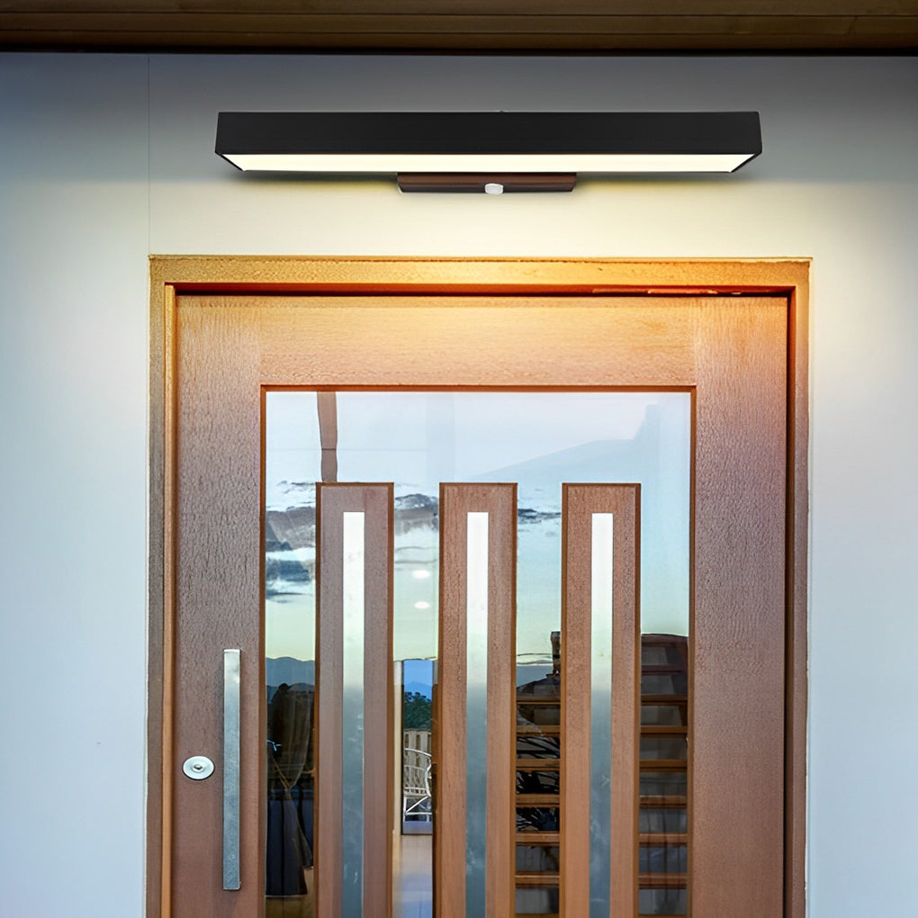 Rectangular LED Wall Light, Stainless Steel Linear Outdoor Lamp for Entryways and Garage Walls, Motion Sensor Option in Three Lengths
