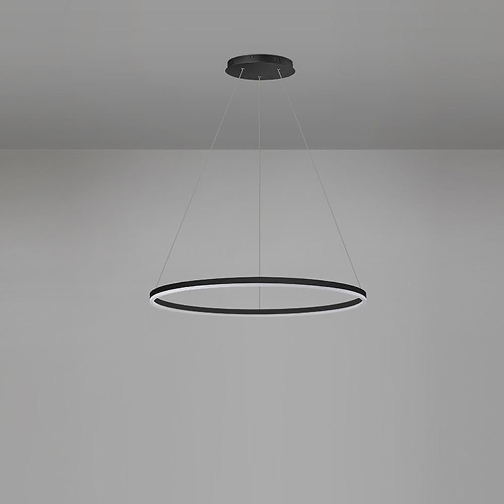 Modern LED Ring Chandelier, Round Halo Ceiling Light for Dining Room and Bedroom, Dimmable Aluminum Circle Pendant in 16, 24 or 31 Inch