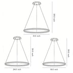 Modern LED Ring Chandelier, Round Halo Ceiling Light for Dining Room and Bedroom, Dimmable Aluminum Circle Pendant in 16, 24 or 31 Inch
