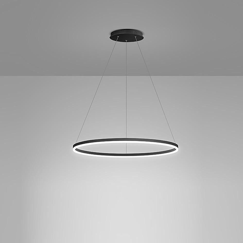 Modern LED Ring Chandelier, Round Halo Ceiling Light for Dining Room and Bedroom, Dimmable Aluminum Circle Pendant in 16, 24 or 31 Inch
