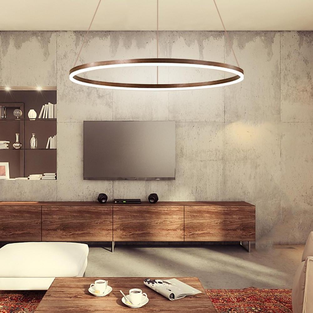 LED Ring Chandelier, Modern Aluminum Pendant Ceiling Light for Dining Room, Dimmable