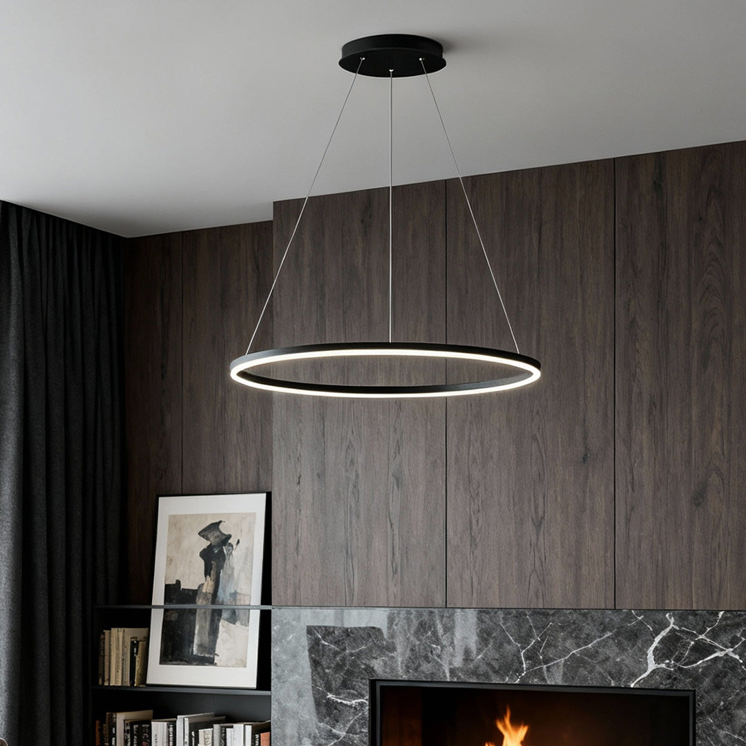 LED Ring Chandelier, Modern Aluminum Pendant Ceiling Light for Dining Room, Dimmable