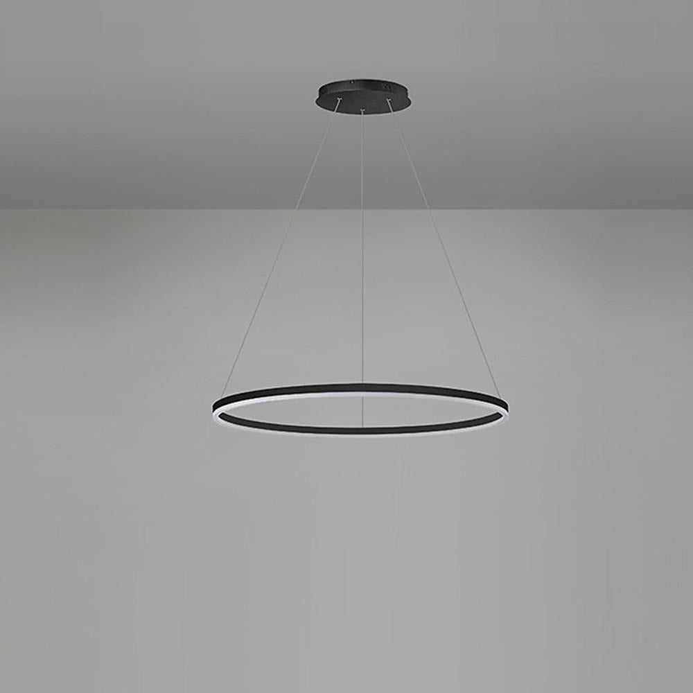Modern LED Ring Chandelier, Round Halo Ceiling Light for Dining Room and Bedroom, Dimmable Aluminum Circle Pendant in 16, 24 or 31 Inch