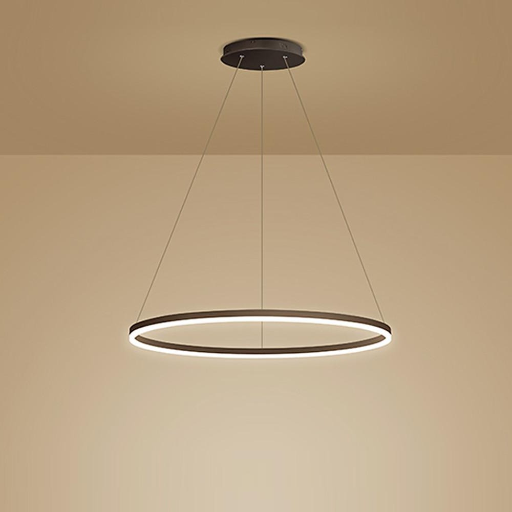 Modern LED Ring Chandelier, Round Halo Ceiling Light for Dining Room and Bedroom, Dimmable Aluminum Circle Pendant in 16, 24 or 31 Inch