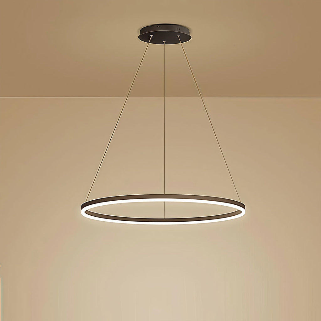 Modern LED Ring Chandelier, Round Halo Ceiling Light for Dining Room and Bedroom, Dimmable Aluminum Circle Pendant in 16, 24 or 31 Inch