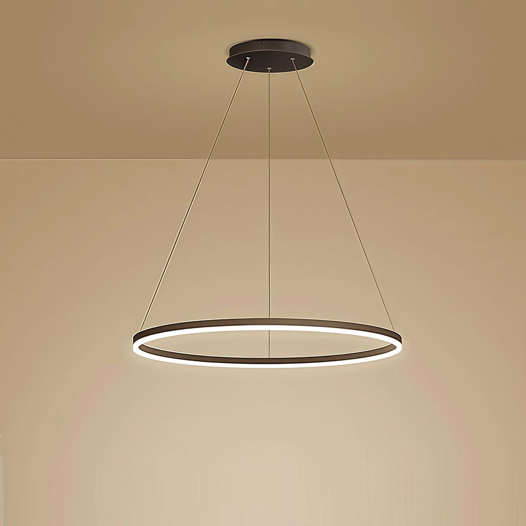 Modern LED Ring Chandelier, Round Halo Ceiling Light for Dining Room and Bedroom, Dimmable Aluminum Circle Pendant in 16, 24 or 31 Inch
