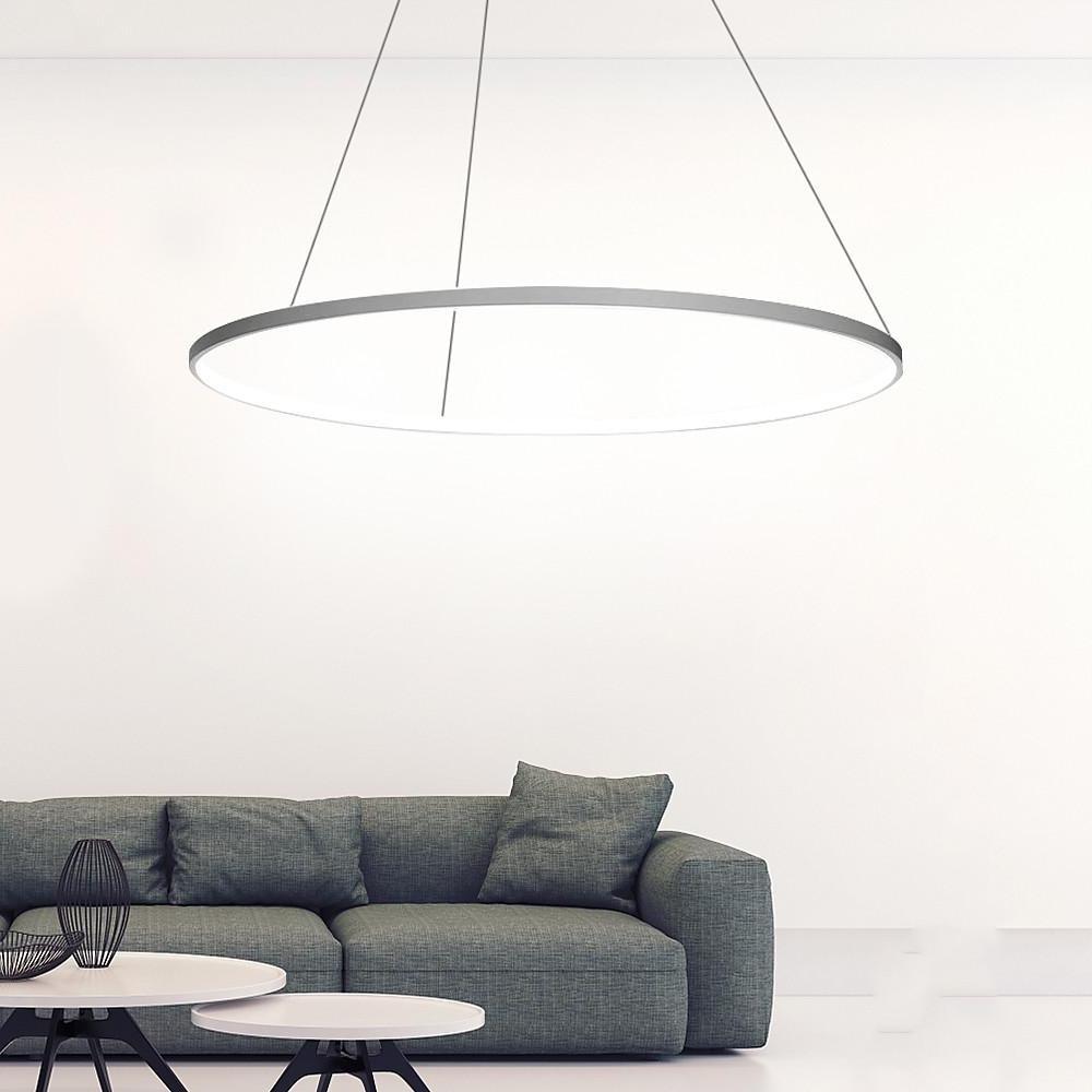 Modern LED Ring Chandelier, Round Halo Ceiling Light for Dining Room and Bedroom, Dimmable Aluminum Circle Pendant in 16, 24 or 31 Inch
