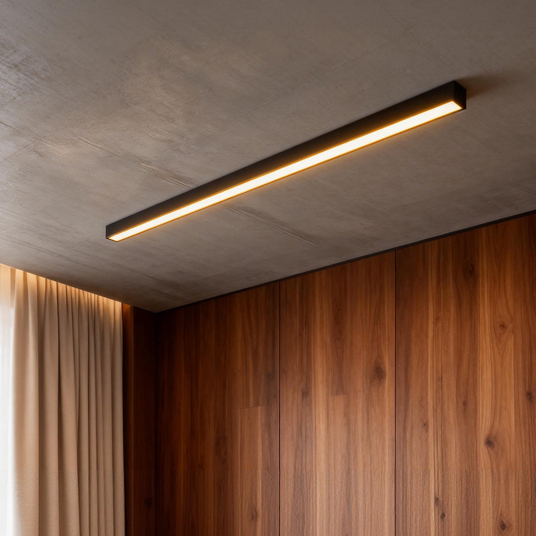 Linear LED Ceiling Light, Ultra-Thin Minimalist Aluminum Bar Fixture for Kitchens, Offices and Hallways, Five Lengths with Remote