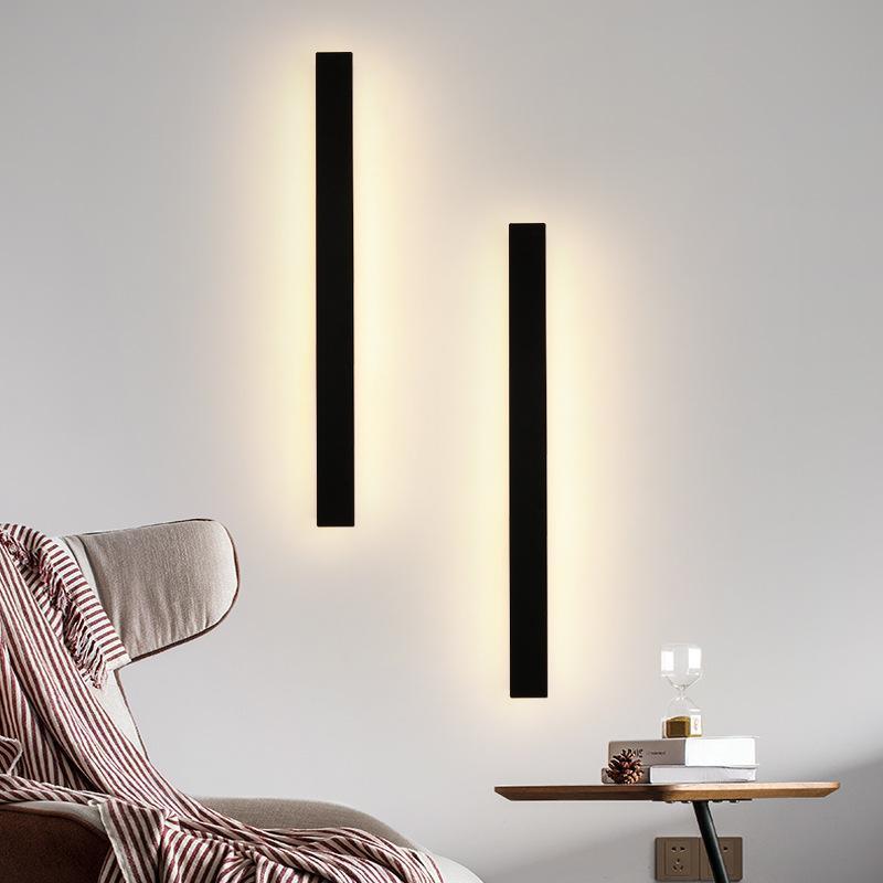Black Linear Wall Sconce, Slim Metal Waterproof LED Outdoor Light for Facade and Entry Walls, Five Lengths in Warm or White Light