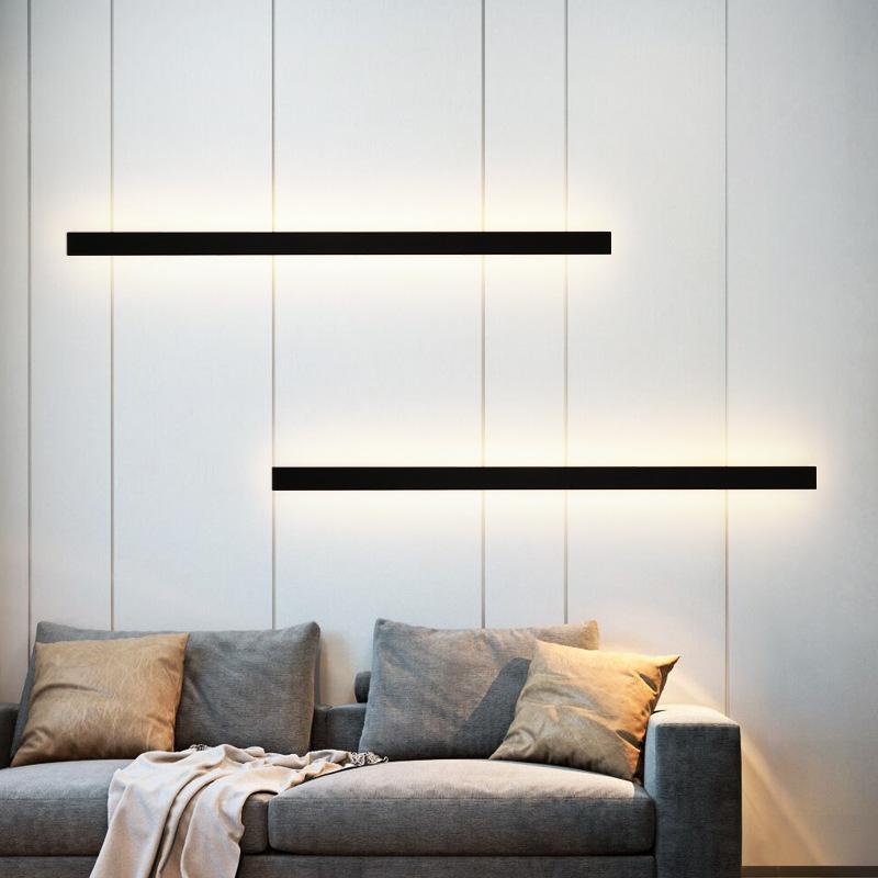 Black Linear Wall Sconce, Slim Metal Waterproof LED Outdoor Light for Facade and Entry Walls, Five Lengths in Warm or White Light