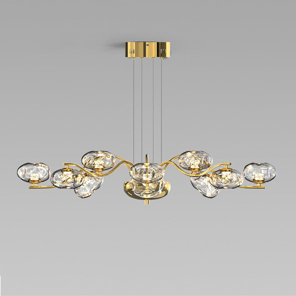 Black metal crystal chandelier used as a focal point