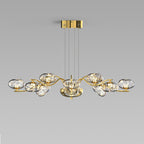 Black metal crystal chandelier used as a focal point