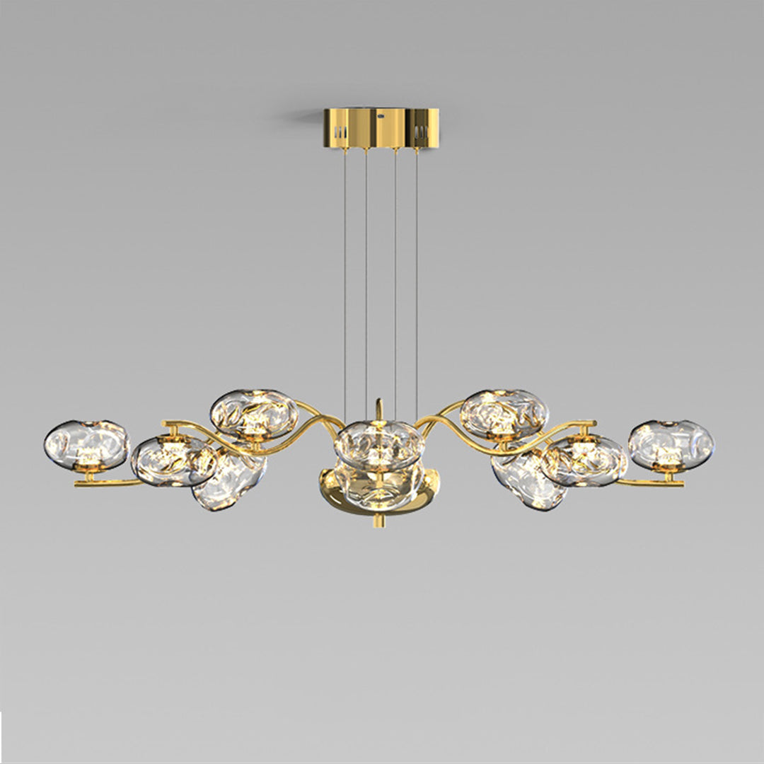 Black metal crystal chandelier used as a focal point