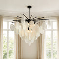Cascading Chandelier, Black Metal and Clear Glass Ceiling Light for Entryway, Adjustable Rod