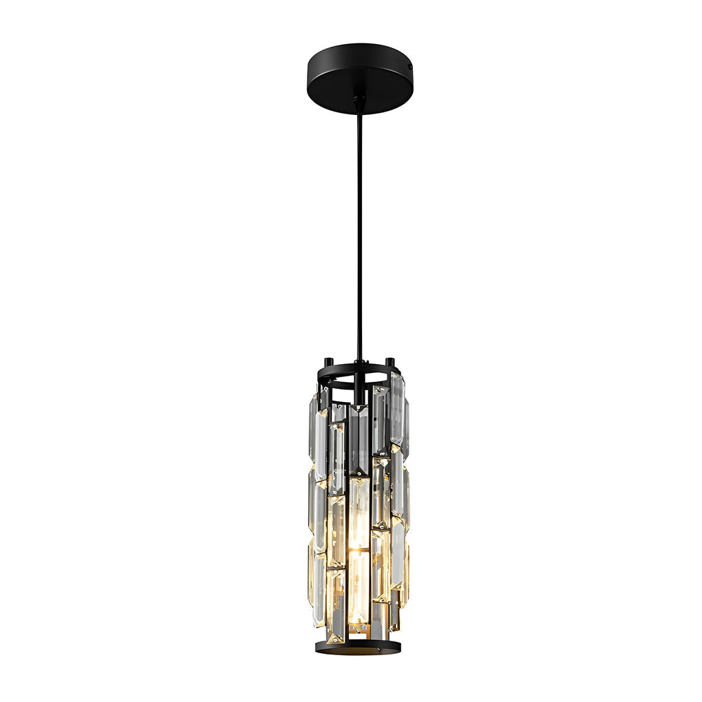 Mini Crystal Pendant Light, Industrial Iron and Crystal Glass Hanging Light for Kitchen Island and Bar, 1 or 3-Light in Black, Gold or Chrome