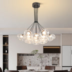 Black mounted multi-light chandelier used as a focal point