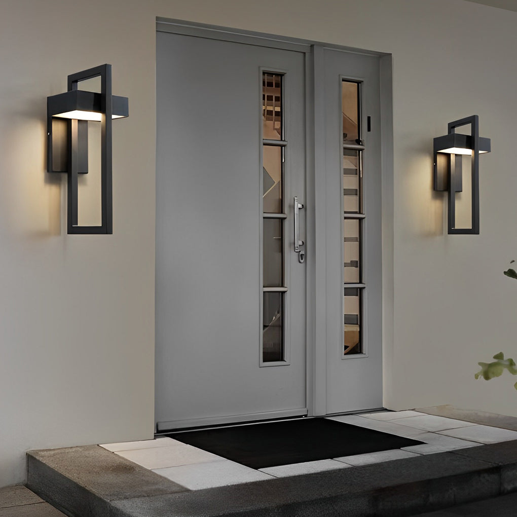 Black Outdoor Wall Sconce, Modern Rectangular Stainless Steel LED Light for Doorways, Gardens and Corridors, IP65 Rated