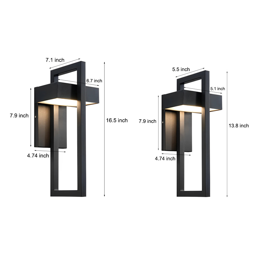 Black Outdoor Wall Sconce, Modern Rectangular Stainless Steel LED Light for Doorways, Gardens and Corridors, IP65 Rated