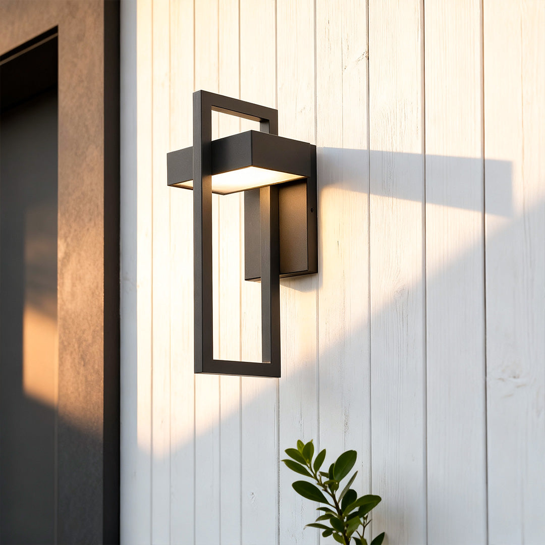 Black Outdoor Wall Sconce, Modern Rectangular Stainless Steel LED Light for Doorways, Gardens and Corridors, IP65 Rated
