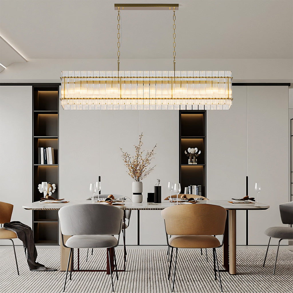 Black rectangular glass shade chandelier, product view