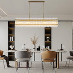 Black rectangular glass shade chandelier, product view