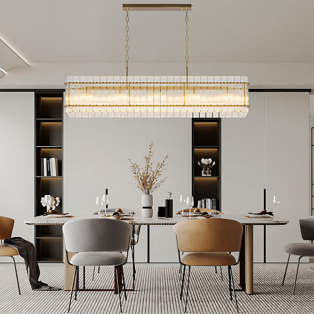 Black rectangular glass shade chandelier, product view