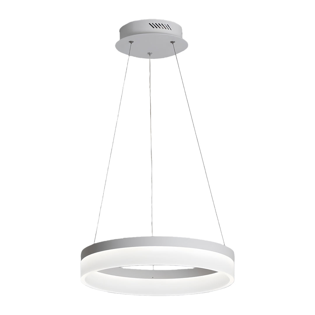 Ring Pendant Light, Modern Aluminum and Acrylic LED Halo Ceiling Lamp for Dining and Living Rooms, Warm, Cool, or Dimmable Modes