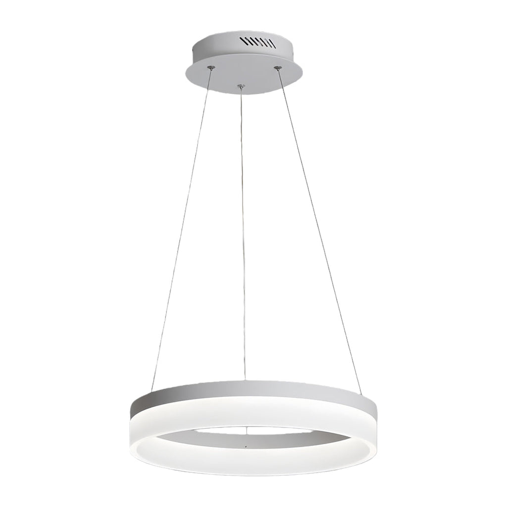 Ring Pendant Light, Modern Aluminum and Acrylic LED Halo Ceiling Lamp for Dining and Living Rooms, Warm, Cool, or Dimmable Modes