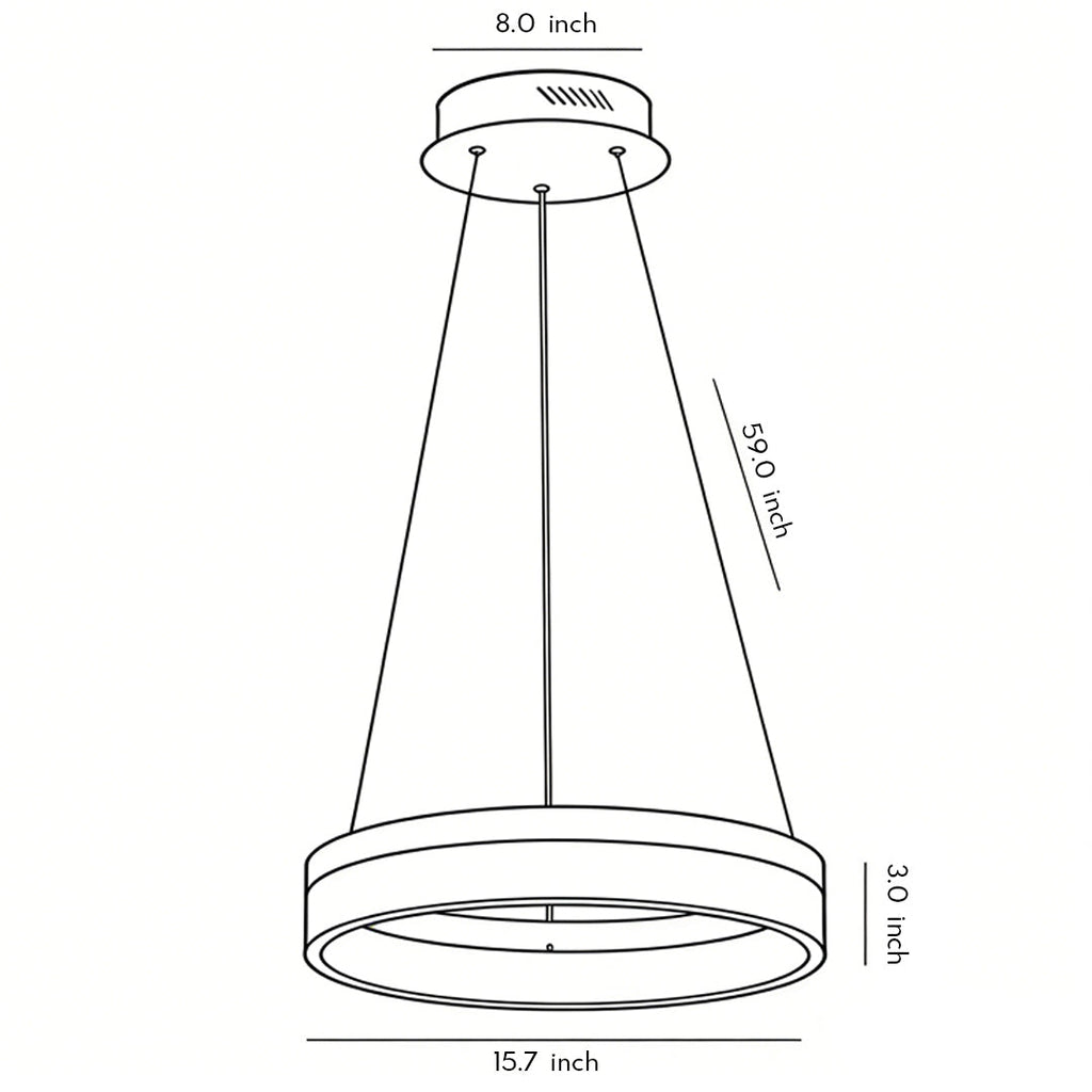 Ring Pendant Light, Modern Aluminum and Acrylic LED Halo Ceiling Lamp for Dining and Living Rooms, Warm, Cool, or Dimmable Modes