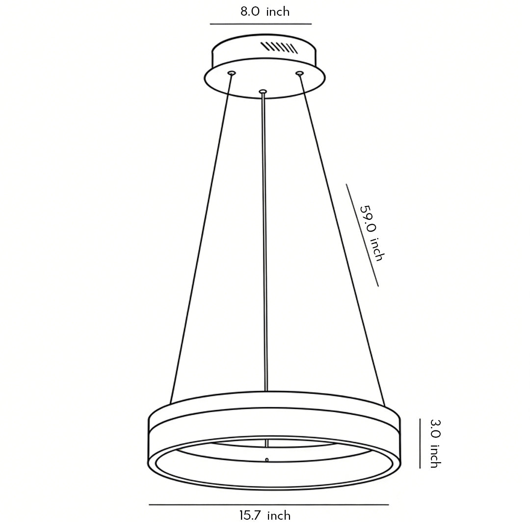 Ring Pendant Light, Modern Aluminum and Acrylic LED Halo Ceiling Lamp for Dining and Living Rooms, Warm, Cool, or Dimmable Modes