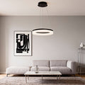Ring Pendant Light, Modern Aluminum and Acrylic LED Halo Ceiling Lamp for Dining and Living Rooms, Warm, Cool, or Dimmable Modes
