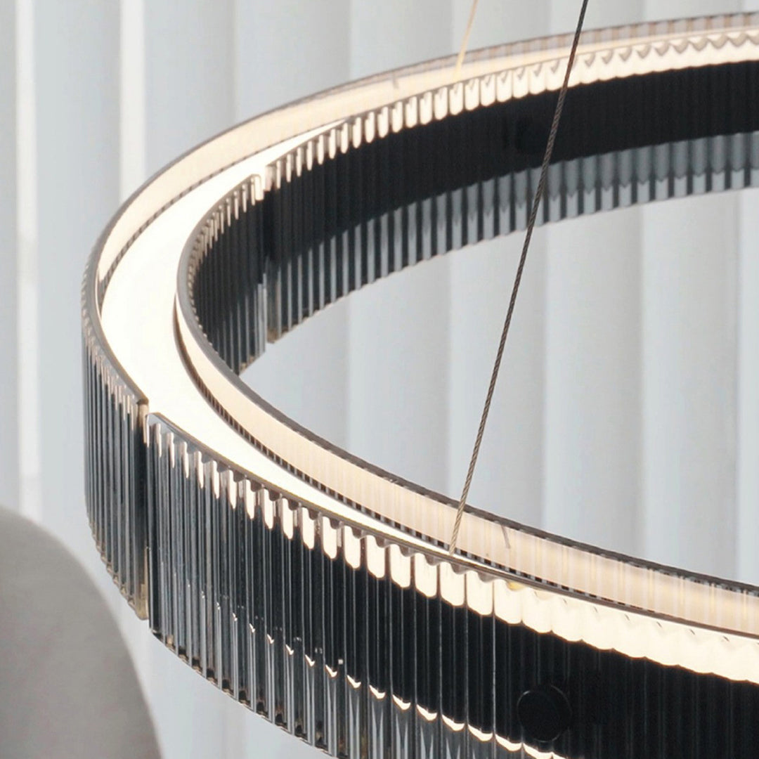 Ring Chandelier, Black Aluminum Minimalist LED Ceiling Light for Living Room, CRI 97 Full-Spectrum