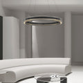 Ring Chandelier, Black Aluminum Minimalist LED Ceiling Light for Living Room, CRI 97 Full-Spectrum