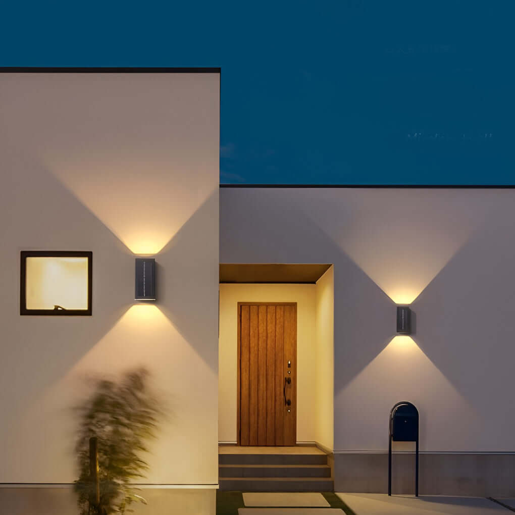 Up Down Outdoor Wall Light, Stainless Steel Waterproof LED Sconce for Facades and Garden Walls, Solar or Hardwired Beam Options
