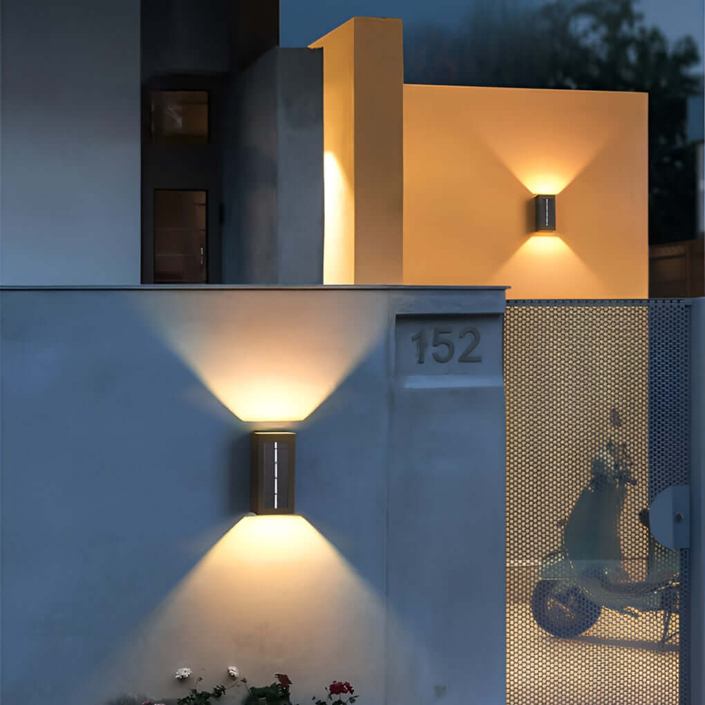 Up Down Outdoor Wall Light, Stainless Steel Waterproof LED Sconce for Facades and Garden Walls, Solar or Hardwired Beam Options
